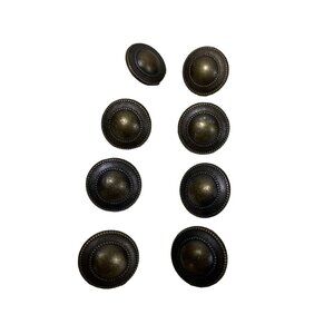 Lot of 8 Buttons 5/8 in Brass Metal Shank Disks Hat Shapes Crafts Sewing